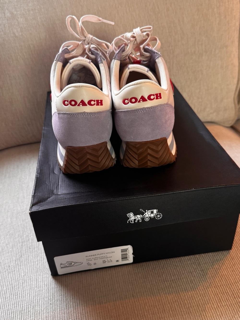 Coach Lavender and White C Logo Runner Sneakers - Picture 6 of 8